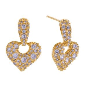 14K Gold Dipped Drop Heart Earrings